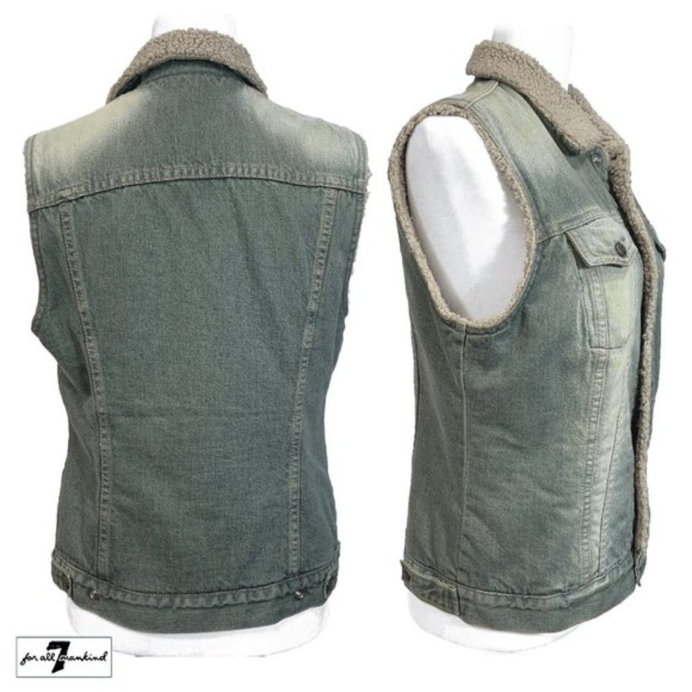 VTG 7 For All Mankind Sherpa Denim Vest S - Picture 6 of 7